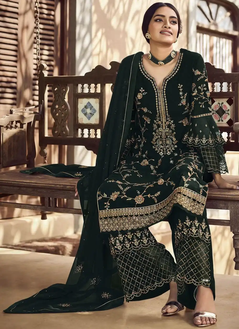 Fc 22987 Black Color Georgette Embroidery Stone Work Sharara Suit Wedding, Party, Festive Expected Delivery 4-6 Working Days  @2149/- | Jump Suits, Casual Suits, Creative suits, Designer Suits, Palazzo Suits, Party Wear Suits, Patiala Suits, Salwar suit, Straight Suits