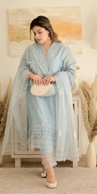 NSR 600 Light Blue Color Jam Cotton Embroidery Work Sharara Suit Sharara Suit Casual, Wedding, Party, Festive, Events Etc. Delivery 4-6 Working Days @1799/ | Jump Suits, Casual Suits, Creative suits, Designer Suits, Palazzo Suits, Party Wear Suits, Patiala Suits, Salwar suit, Straight Suits