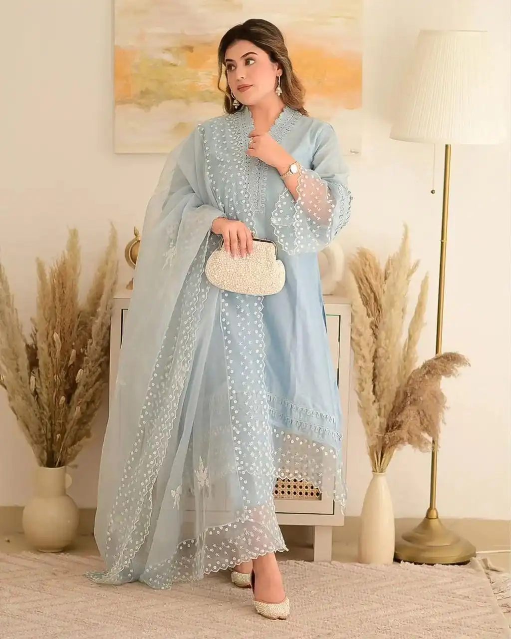 NSR 600 Light Blue Color Jam Cotton Embroidery Work Sharara Suit Sharara Suit Casual, Wedding, Party, Festive, Events Etc. Delivery 4-6 Working Days @1799/ | Jump Suits, Casual Suits, Creative suits, Designer Suits, Palazzo Suits, Party Wear Suits, Patiala Suits, Salwar suit, Straight Suits