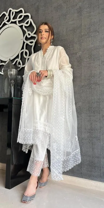 NSR 600 White Color Jam Cotton Embroidery Work Sharara Suit Sharara Suit Casual, Wedding, Party, Festive, Events Etc. Delivery 4-6 Working Days 1799/ | Jump Suits, Casual Suits, Creative suits, Designer Suits, Palazzo Suits, Party Wear Suits, Patiala Suits, Salwar suit, Straight Suits
