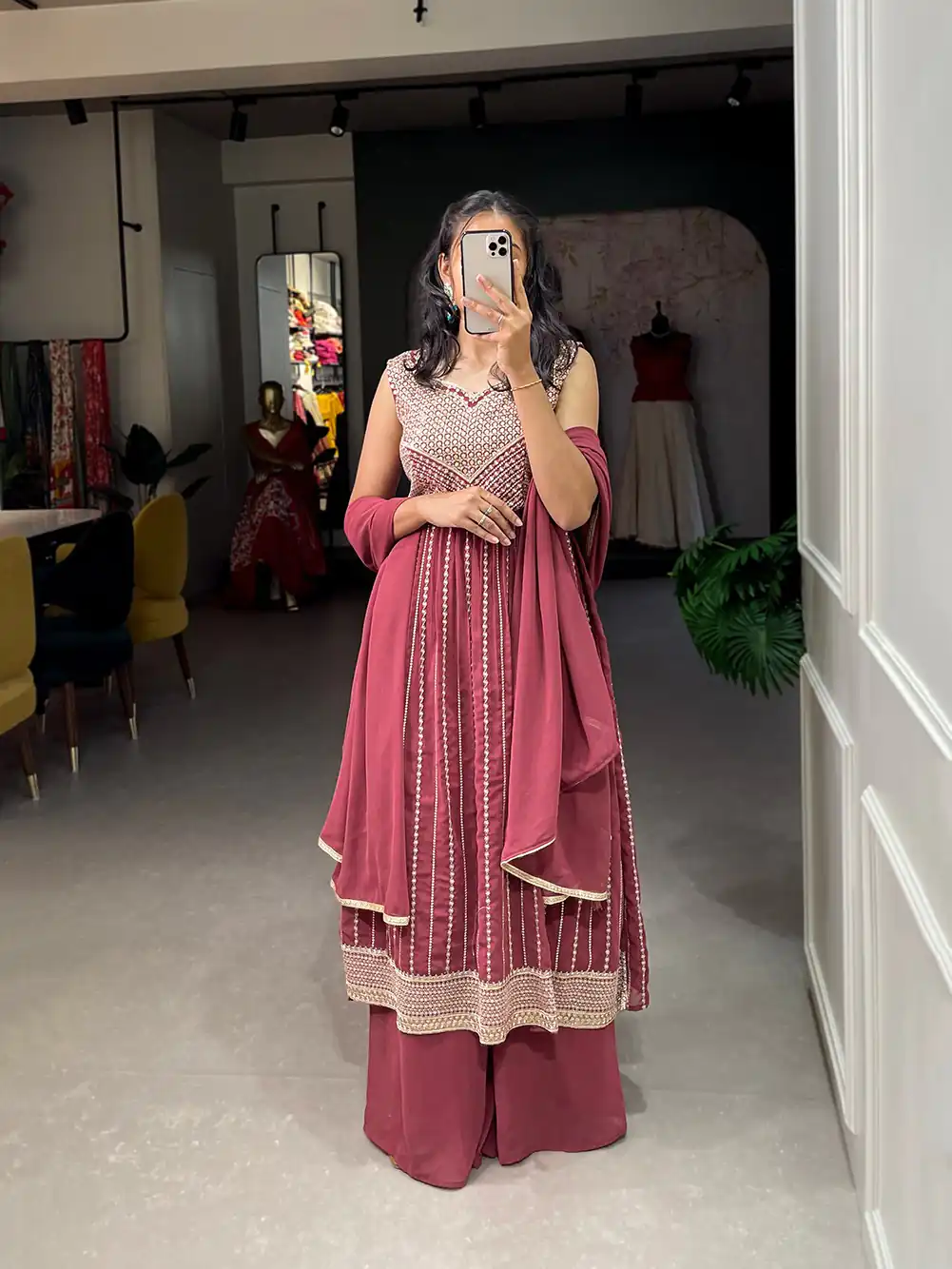 YNF 3503 Red Color Top : Georgette Work : Embroidery Sequence Work Inner : Micro Cotton .Traditional Wear, Events. @1849/- | Bollywood Gowns, Creative Gowns, Designer Gowns, Embroidered Gowns, Gowns, Party Wear Gowns