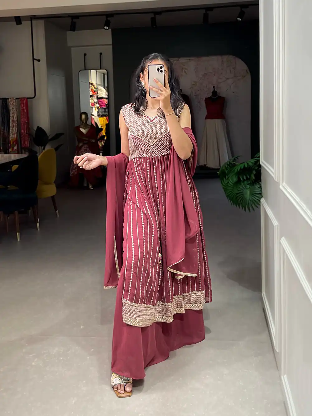 YNF 3503 Red Color Top : Georgette Work : Embroidery Sequence Work Inner : Micro Cotton .Traditional Wear, Events. @1849/- | Bollywood Gowns, Creative Gowns, Designer Gowns, Embroidered Gowns, Gowns, Party Wear Gowns