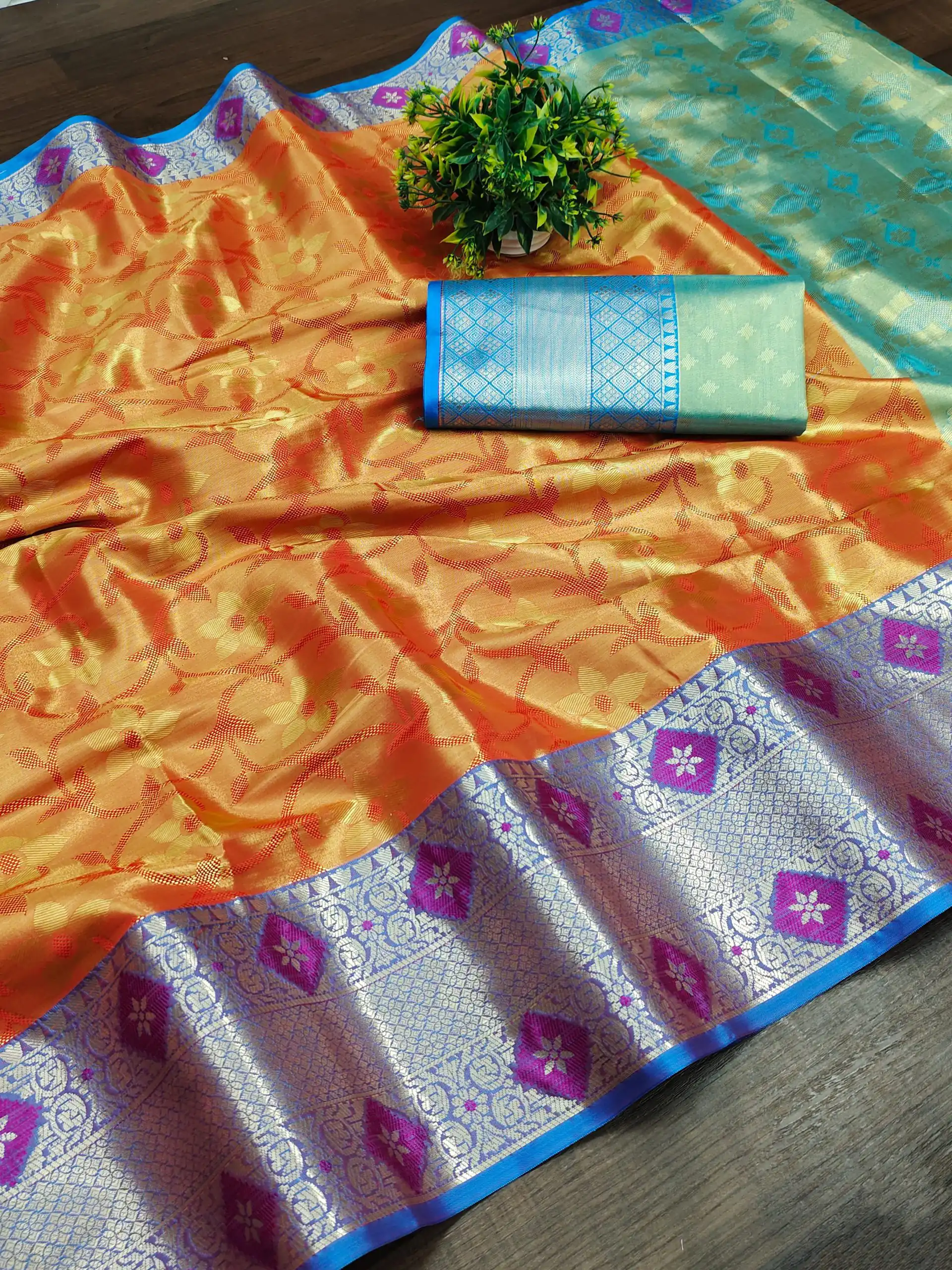 MB™️ 3236 Orange Color Soft & Pure Organic Silk Gold Zari Weaving Saree Casual, Party Wear, Wedding, Events Etc. Expected Delivery 4-6 Working Days @1699/- | Bollywood Sarees, Creative Sarees, Designer Sarees, Embroidered Sarees, Ethnic Saree, Modern Digital sarees, Party Wear Sarees, Sarees