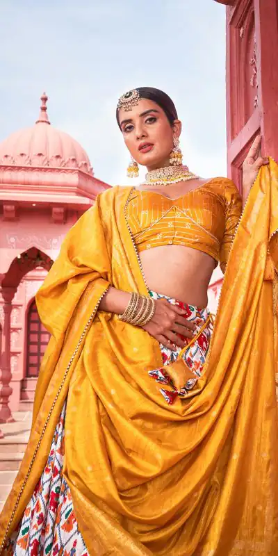 LNB1640 Mustard Color Dola Silk Patola Foil Printed Lehenga Choli Traditional Wear, Festive, Party, Wedding, Events etc. Expected 4-6 Working Days @1799/- | Bollywood Lehenga, Creative Lehenga, Designer Lehenga, Embroidered Lehenga, Lehenga, Party Wear Lehenga