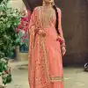 New Exclusive Peach Color Embroidery Work Sharara Suit