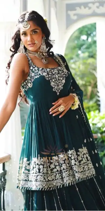 ZF 369 Peacock Green Color Faux Georgette Embroidery Sequence Work Lehenga Wedding, Party, Events Etc. Expected Delivery 4-6 Working Days 2299/- | Bollywood Lehenga, Creative Lehenga, Designer Lehenga, Embroidered Lehenga, Lehenga, Party Wear Lehenga