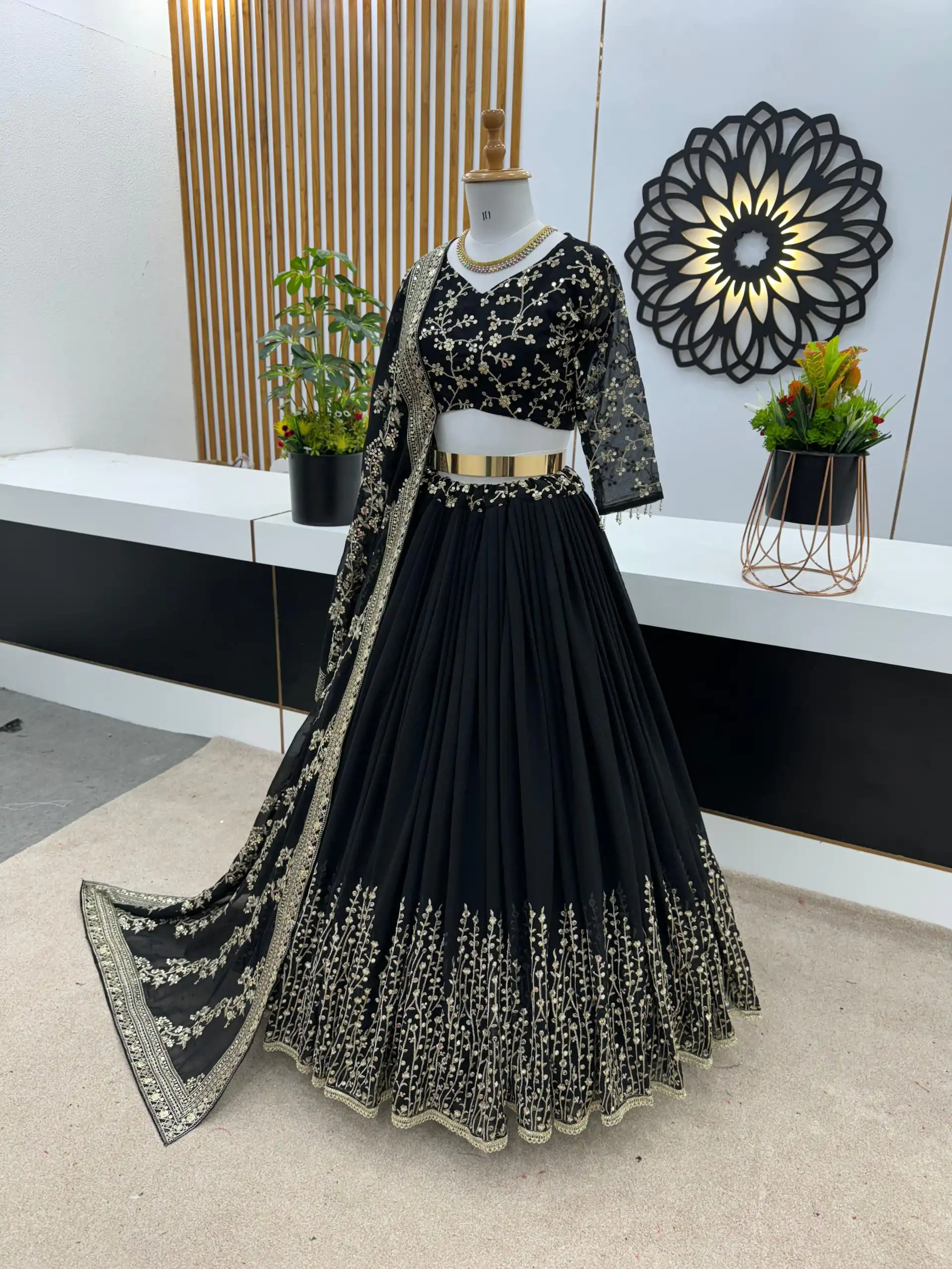 ZF 358 Black Color Faux Georgette With Heavy Embroidery Sequence Work Lehenga Choli Wedding, Party, Events Etc. Expected Delivery 4-6 Working Days 2099/- | Bollywood Lehenga, Creative Lehenga, Designer Lehenga, Embroidered Lehenga, Lehenga, Party Wear Lehenga