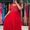 Stylish Red Color Georgette thread with Sequence Work Gown