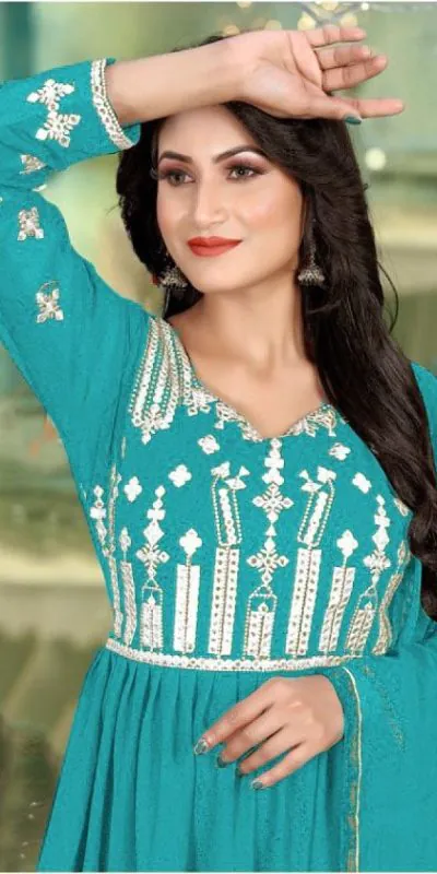 DS 1130 Sea Green color Georgette with Foil Embroidery Stone Work Anarkali Suit Wedding, Festive, Events Etc. Expected Delivery 4-6 Working Days @1999/- | Anarkali Suits, Bollywood Anarkali, Creative-Anarkali, Designer Anarkali, Embroidered Anarkali, Party Wear Anarkali