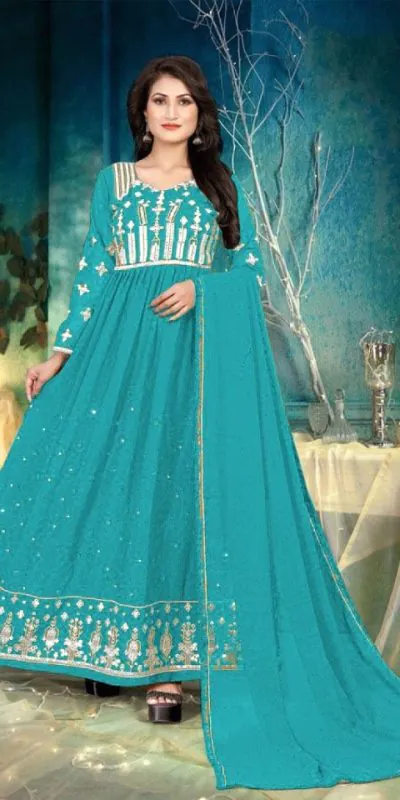DS 1130 Sea Green color Georgette with Foil Embroidery Stone Work Anarkali Suit Wedding, Festive, Events Etc. Expected Delivery 4-6 Working Days @1999/- | Anarkali Suits, Bollywood Anarkali, Creative-Anarkali, Designer Anarkali, Embroidered Anarkali, Party Wear Anarkali