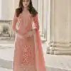 Adorable Pink Color Butterfly Net And Embroidery Work Sharara