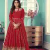 Adorable Red Color Gown Georgette With Embroidery Work