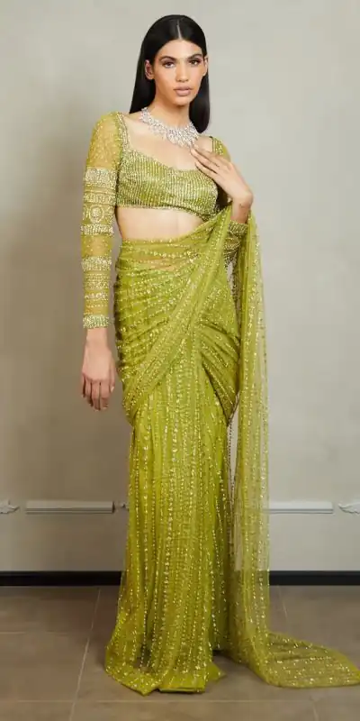 BT 349 Green Saree : Nylon Butterfly Net Work : Sequence & Thread Work, Blouse : Nylon Butterfly net Party Wear, Wedding Wear, Events Etc.@1649/- | Bollywood Sarees, Creative Sarees, Designer Sarees, Ethnic Saree, Modern Digital sarees, Party Wear Sarees, Sarees