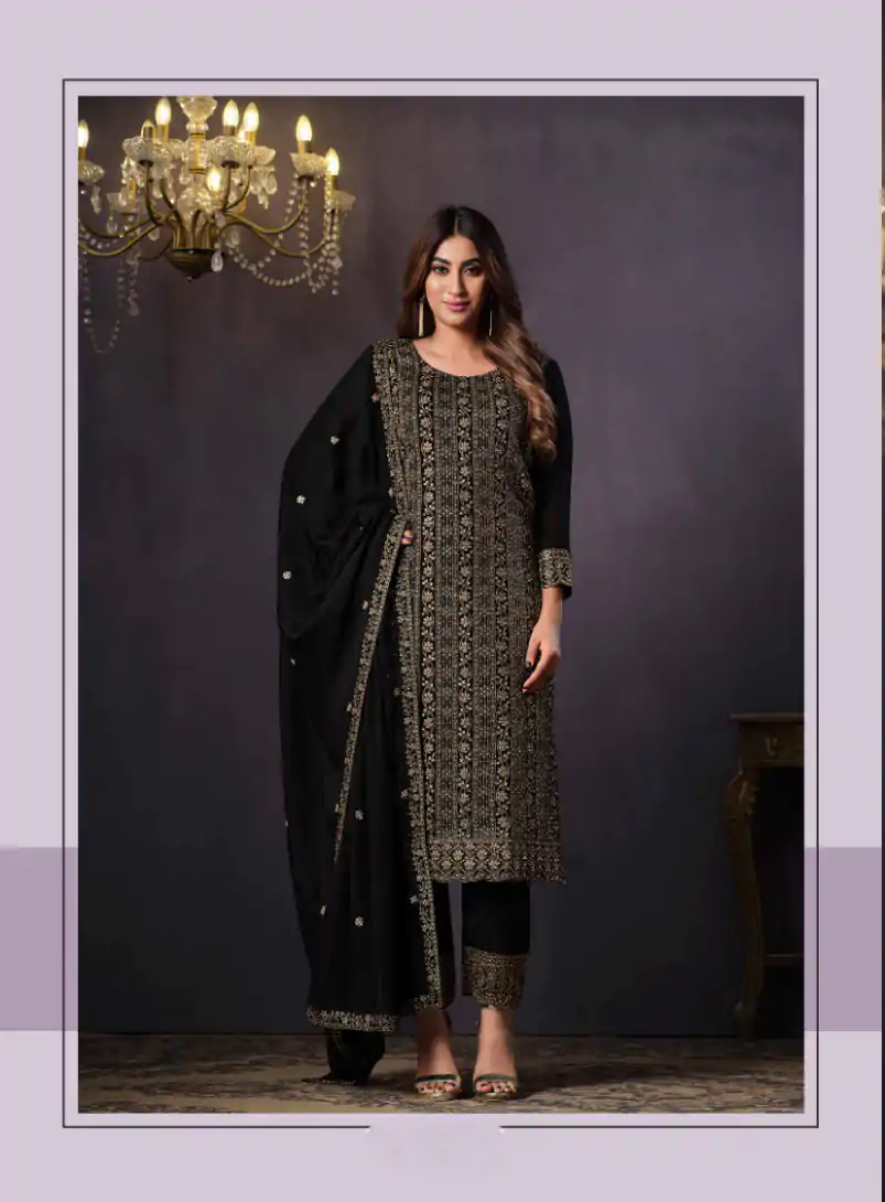 FC Vipul 5281 Black Heavy rangoli with coding sequence Embroidery Work salwar suit Casual, Wedding, Festive, Events Etc. @2599 | Casual Suits, Creative suits, Designer Suits, Party Wear Suits, Salwar suit, Straight Suits