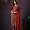 Awesome Red Heavy Rangoli With Coding Sequence Embroidery Work Salwar Suit