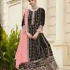 Black Pink Georgette Embroidered Sharara Suit With Real Mirror Work