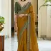 BT 1031 Yellow Saree : Vichitra Silk Blouse : Banglori Silk Work : Heavy Embroidery Coding With Sequence Work Wedding, Festive Events @1649/- | Bollywood Sarees, Creative Sarees, Designer Sarees, Embroidered Sarees, Party Wear Sarees, Sarees