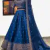 LG 396 Blue Lehenga : Mulberry Silk Blouse : Mulberry Silk Embroidery Sequence Work Dupatta : Georgette Wedding, Party, Festive @1899/- | Bollywood Lehenga, Creative Lehenga, Designer Lehenga, Embroidered Lehenga, Lehenga, Party Wear Lehenga
