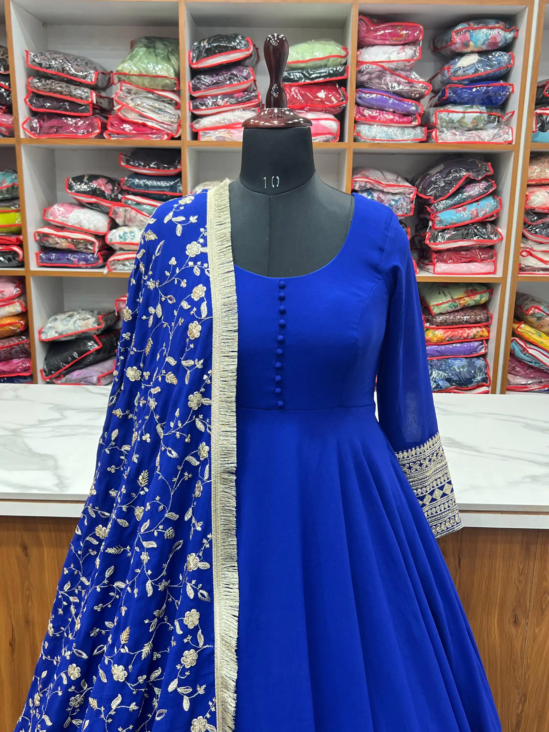 FC 241 Royal Blue color Pure Soft Faux Georgette Anarkali Suit Casual, Wedding, Party, Festive, Events Etc. Expected Delivery  4-6 Working Days @2199/- | Anarkali Suits, Bollywood Anarkali, Creative-Anarkali, Designer Anarkali, Embroidered Anarkali, Party Wear Anarkali