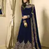 Floor Length Anarkali For Women's In Blue Color With Heavy Georgette