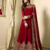 Floor Length Anarkali For Women's In Red Color With Heavy Georgette