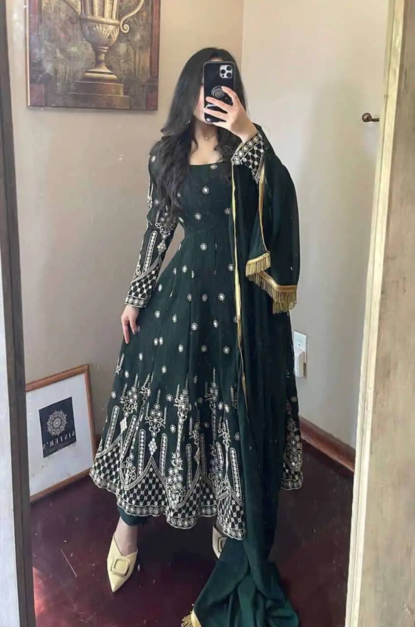 go-on-fancy-look-with-green-color-sequins-embellished-anarkali
