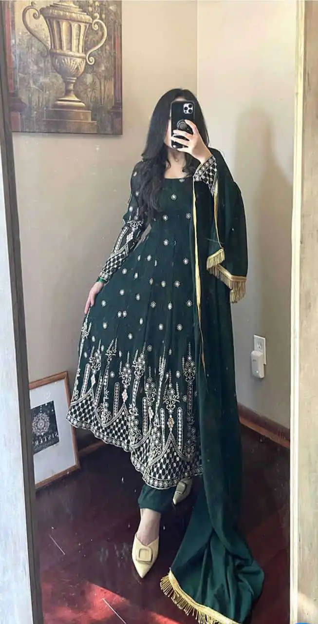go-on-fancy-look-with-green-color-sequins-embellished-anarkali