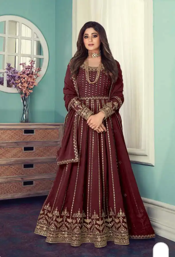 gorgeous-maroon-color-georgette-with-sequence-work-gown