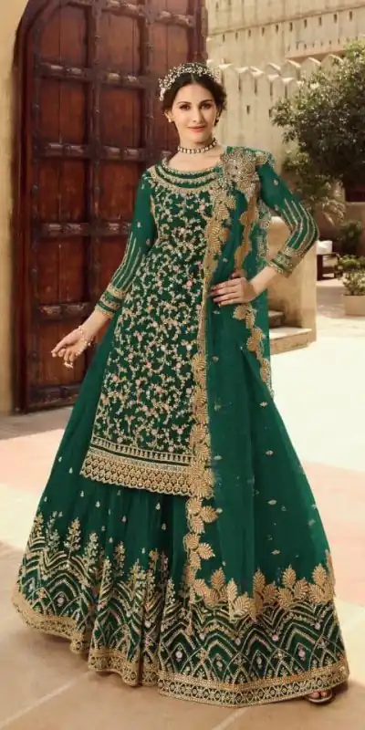 S 15030 Green Color Georgette Soft Net Sequence Embroidery Work Lehenga Choli Wedding, Party, Events Etc. Expected Delivery 4-6 Working Days 2299/- | Bollywood Lehenga, Creative Lehenga, Designer Lehenga, Embroidered Lehenga, Lehenga, Party Wear Lehenga