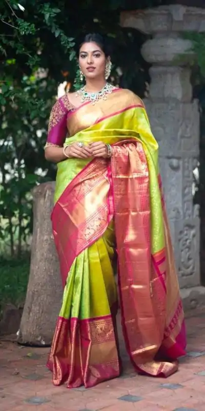 KP 4018 Green Color Soft Lichi Silk Jacquard Work Saree Casual, Party Wear, Wedding, Events Etc. Expected Delivery 4-6 Working Days @1499/- | Embroidered Sarees, Bollywood Sarees, Creative Sarees, Designer Sarees, Ethnic Saree, Modern Digital sarees, Party Wear Sarees, Sarees