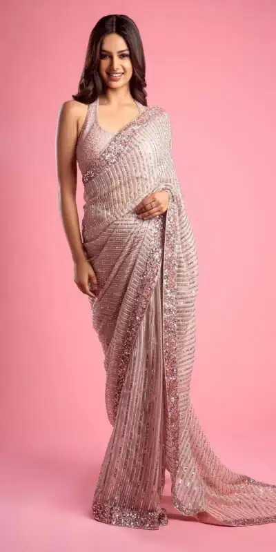 LG 1334 Pink Saree : Georgette Blouse : Phantom Silk Work : Sequence Embroidered Work On All Over The Saree Party, Wedding, @1999/- Only | Bollywood Sarees, Creative Sarees, Designer Sarees, Embroidered Sarees, Ethnic Saree, Party Wear Sarees, Sarees