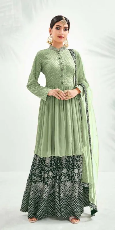 latest-green-color-georgette-with-embroidery-work-sharara-suit