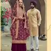 new-exclusive-purple-color-embroidery-work-sharara-suit