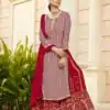 Red Georgette Embroidered Sharara Suit With Real Mirror Work
