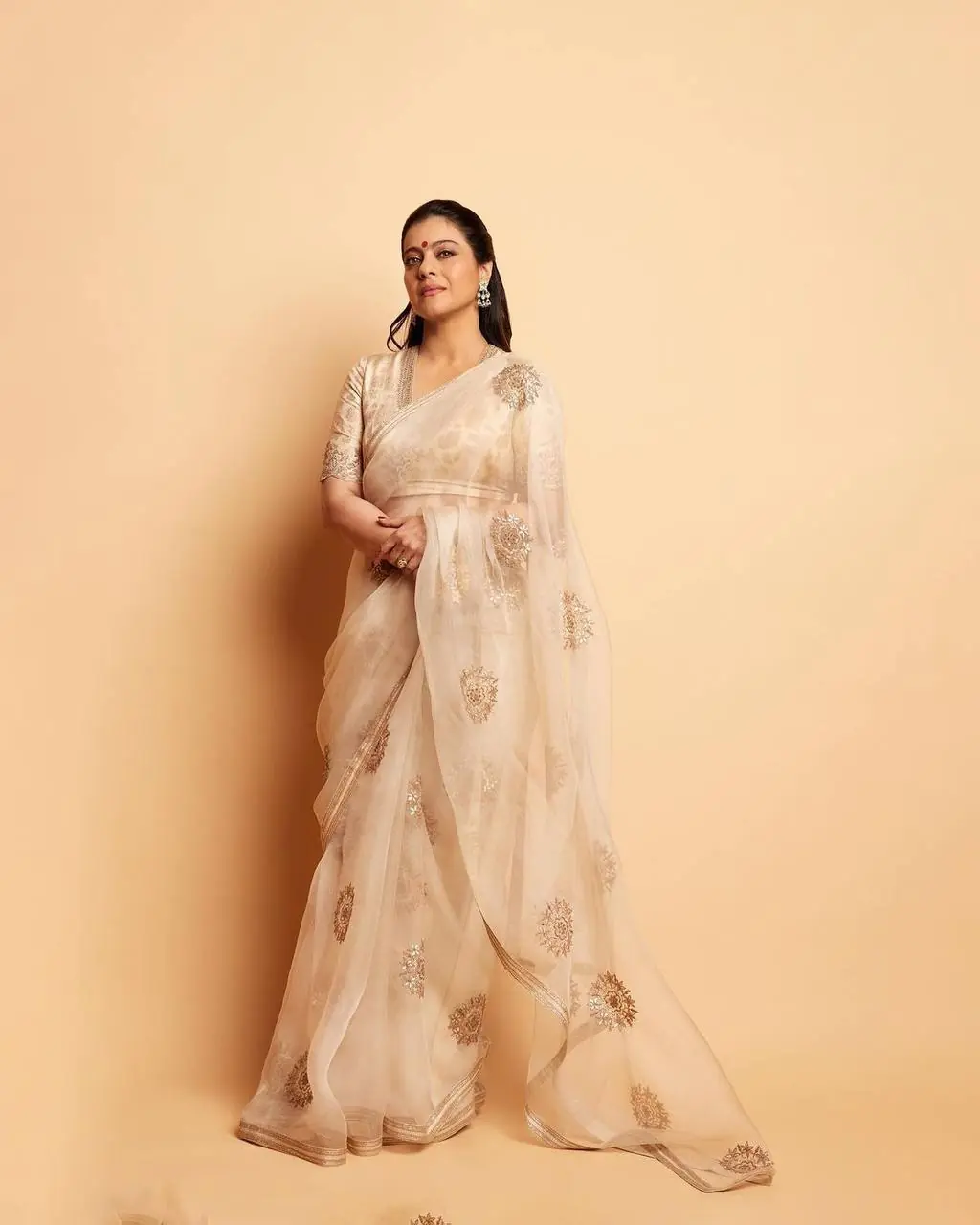 BT 1170 Cream Saree : Georgette Work : Embroidery With Sequence Work, Blouse : Banglory Silk Traditional Wear, Wedding Wear, Events Etc.@2099/- | Bollywood Sarees, Creative Sarees, Designer Sarees, Embroidered Sarees, Modern Digital sarees, Sarees
