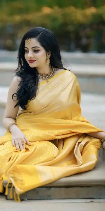 KP 3095 Yellow Color Lichi Silk Jacquard Work Beautiful Saree Casual, Party Wear, Wedding, Events Etc. Expected Delivery 4-6 Working Days @1399/- | Embroidered Sarees, Bollywood Sarees, Creative Sarees, Designer Sarees, Ethnic Saree, Modern Digital sarees, Party Wear Sarees, Sarees