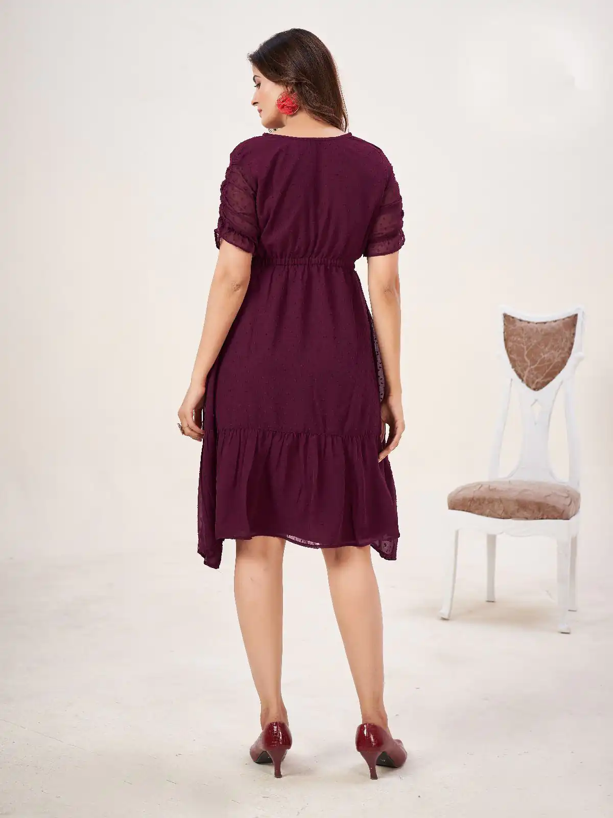 INLI Charming Wine Color Heavy Georgette Butti Kurti Casual, Wedding, Party, Festive, Events Etc. Expected Delivery 4-6 Working Days @1299/- | Bollywood Kurti, Creative Kurtis, Designer Kurti, Kurti, Party Wear Kurti, Selfie Kurti