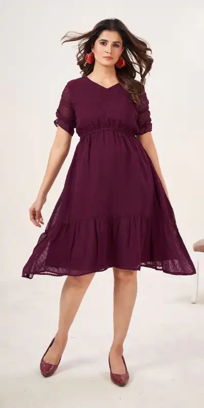 INLI Charming Wine Color Heavy Georgette Butti Kurti Casual, Wedding, Party, Festive, Events Etc. Expected Delivery 4-6 Working Days @1299/- | Bollywood Kurti, Creative Kurtis, Designer Kurti, Kurti, Party Wear Kurti, Selfie Kurti