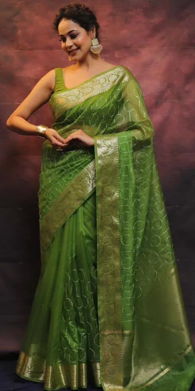 MS 438 Green Color Nylon Organza Jacquard Multi Embroidered Saree Casual, Party Wear, Wedding, Events, Etc. Expected Delivery 4-6 Working Days 1599/- | Bollywood Sarees, Creative Sarees, Designer Sarees, Embroidered Sarees, Ethnic Saree, Modern Digital sarees, Party Wear Sarees, Sarees