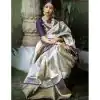 KP 3045 White & Purple Color Soft Lichi Silk Jacquard Work Saree Casual, Party Wear, Wedding, Events Etc. Expected Delivery 4-6 Working Days @1449/- | Bollywood Sarees, Creative Sarees, Designer Sarees, Embroidered Sarees, Ethnic Saree, Modern Digital sarees, Party Wear Sarees, Sarees