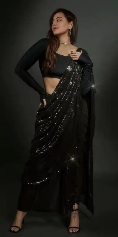 DF 3400 Black Georgette Heavy Sequins Embroidery Saree Casual, Party Wear, Wedding, Events, Festivals Wear Etc. Expected Delivery 4-6 Working Days 1699/- | Bollywood Sarees, Creative Sarees, Designer Sarees, Embroidered Sarees, Ethnic Saree, Modern Digital sarees, Party Wear Sarees, Sarees