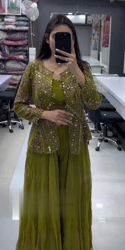 RTC 5651 Green Color Foix Georgette Thread Sequence Salwar Suit Casual, Wedding, Party, Festive, Events Etc. Expected Delivery 4-6 Working Days @2149/- | Jump Suits, Casual Suits, Creative suits, Designer Suits, Palazzo Suits, Party Wear Suits, Patiala Suits, Salwar suit, Straight Suits