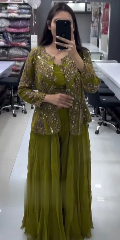 RTC 5651 Green Color Foix Georgette Thread Sequence Salwar Suit Casual, Wedding, Party, Festive, Events Etc. Expected Delivery 4-6 Working Days @2149/- | Jump Suits, Casual Suits, Creative suits, Designer Suits, Palazzo Suits, Party Wear Suits, Patiala Suits, Salwar suit, Straight Suits