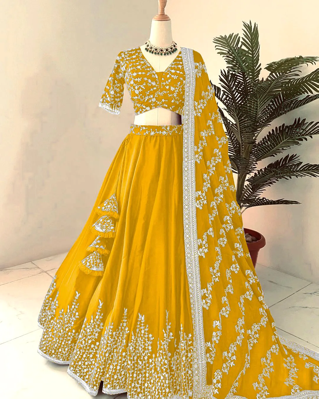 ZF 358 Yellow Color Faux Georgette With Heavy Embroidery Sequence Work Lehenga Choli Wedding, Party, Events Etc. Expected Delivery 4-6 Working Days 2099/- | Bollywood Lehenga, Creative Lehenga, Designer Lehenga, Embroidered Lehenga, Lehenga, Party Wear Lehenga