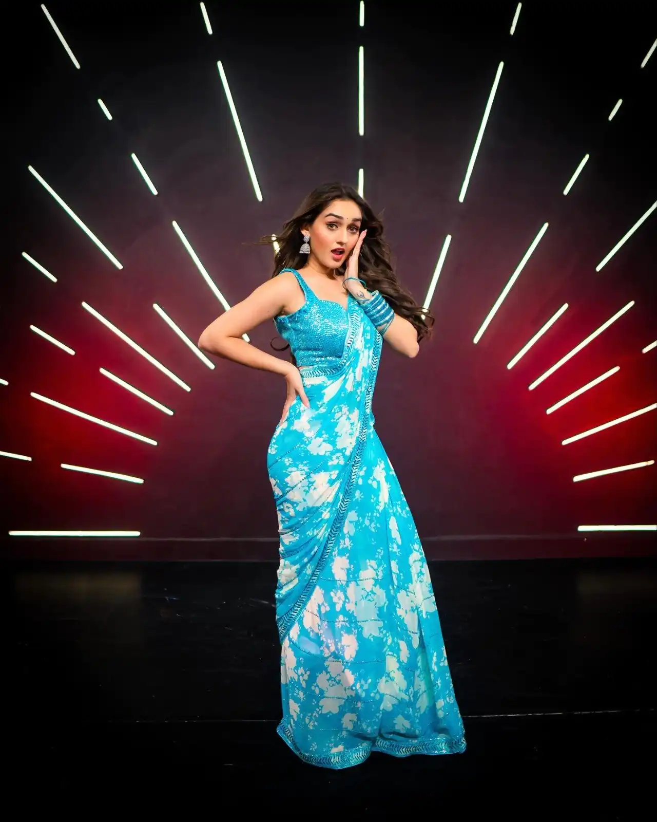 RS Sharma Blue Color Floral Digital Printed Georgette Lace Border Saree Casual, Party, Wedding, Festive, Events .  Expected Delivery  4-6 Working Days @1799/- | Bollywood Sarees, Creative Sarees, Designer Sarees, Embroidered Sarees, Ethnic Saree, Modern Digital sarees, Party Wear Sarees, Sarees