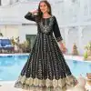 Consummate Black Color Heavy 14 Kg Rayon Printed Work Kurti