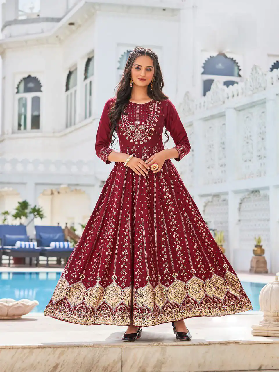 INLI Anarkali Red Color Heavy 14 Kg Rayon Printed Work Kurti Casual, Wedding, Party, Festive, Events Etc. Expected Delivery 4-6 Working Days @1699/- | Bollywood Kurti, Creative Kurtis, Designer Kurti, Kurti, Party Wear Kurti, Selfie Kurti