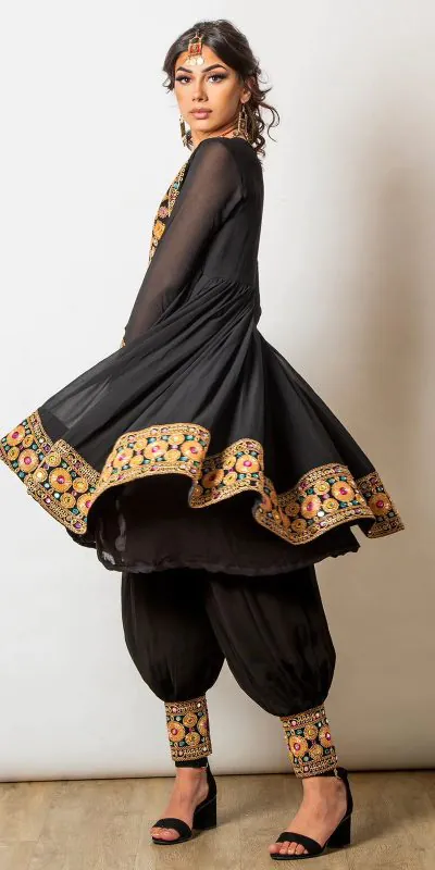 KD 1281 Black Color Faux Georgette Coding With Real Mirror Salwar Suit Casual, Party, Festive, Events Wedding Etc.  Expected Delivery 4-6 Working Days @2199/ | Casual Suits, Creative suits, Designer Suits, Palazzo Suits, Party Wear Suits, Salwar suit, Straight Suits
