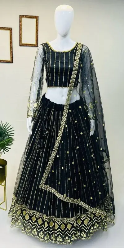 RC 237 Black Color Heavy Soft Net Embroidery Sequins Lehenga Choli Casual, Party Wedding, Festive, Events Etc. Delivery  4-6 Working Days 1899/- | Bollywood Lehenga, Creative Lehenga, Designer Lehenga, Embroidered Lehenga, Lehenga, Party Wear Lehenga