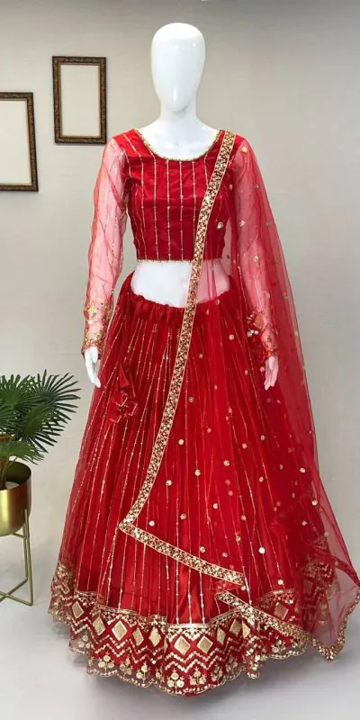 RC 237 Red Color Heavy Soft Net Embroidery Sequins Lehenga Choli Casual, Party Wedding, Festive, Events Etc. Delivery  4-6 Working Days 1899/- | Bollywood Lehenga, Creative Lehenga, Designer Lehenga, Embroidered Lehenga, Lehenga, Party Wear Lehenga
